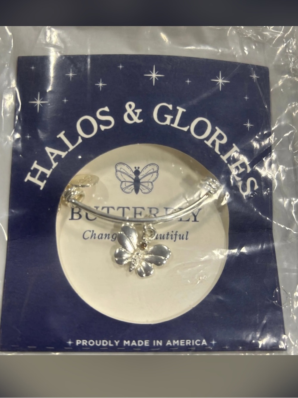 Alex and Ani Silver Butterfly Charm Bangle